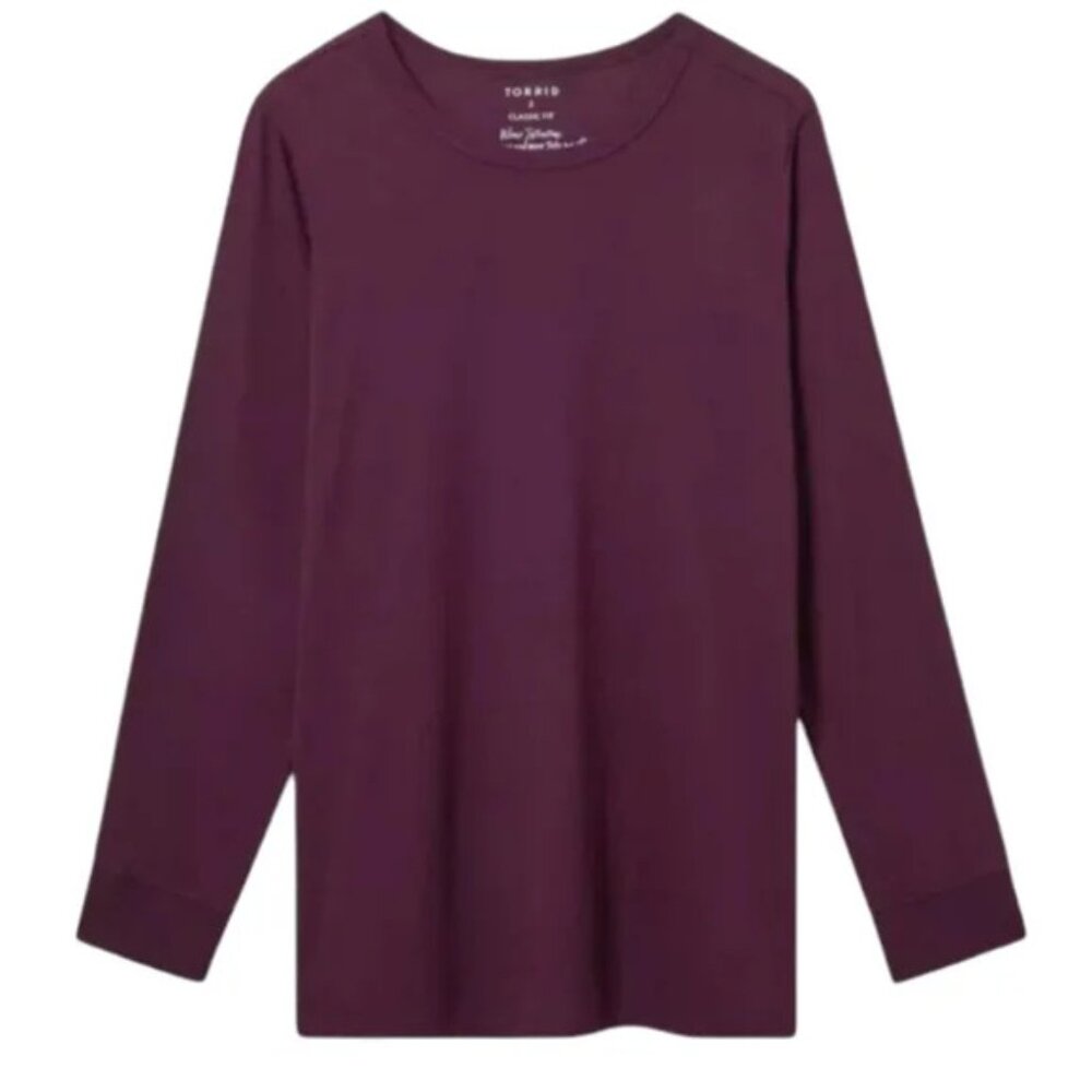 Torrid Classic Fit Crew Neck Long Sleeve Tee Dark Purple